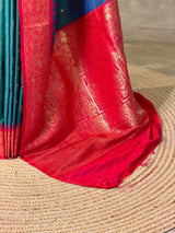 Peacock Blue silk Saree - PBRKIV5A