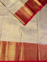 Off white and Red Tissue Kanchipuram saree- PBRIDEK25B
