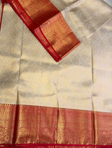Off white and Red Tissue Kanchipuram saree- PBRIDEK25C