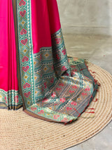 Rani Pink pochampalli silk Saree - PBRKIV4A