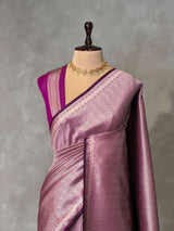 Deep Purple katan Banarasi silk saree - PRAZ12A