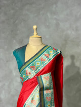 Red pochampalli silk Saree - PBRKIV4