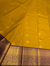 Yellow and purple Semi Kanchipuram Silk Saree PSSRN53