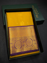 Yellow and purple Semi Kanchipuram Silk Saree PSSRN53