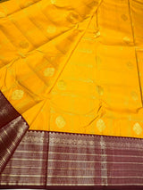Yellow and brown Semi Kanchipuram Silk Saree - PSSRN71