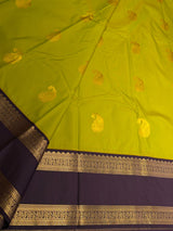 Lime green and Purple Semi Kanchipuram Silk Saree - PSSRN72