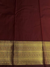 Yellow and brown Semi Kanchipuram Silk Saree - PSSRN73