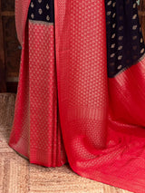 Red and black Pure Crape Silk Saree - PBRATH9