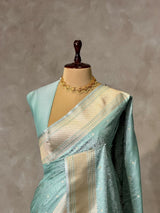 Pastal blue Mashru Banarasi silk Saree - PBRRAH1
