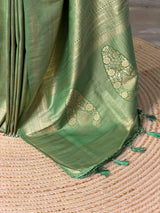 Pista Green Banarasi silk Saree - PBRATH7C