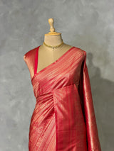 Reddish Peach Banarasi silk Saree - PBRATH7B