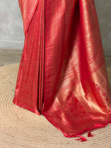 Reddish Peach Banarasi silk Saree - PBRATH7B