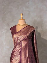 Deep purple Banarasi silk Saree - PBRATH7A