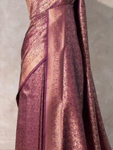 Deep purple Banarasi silk Saree - PBRATH7A
