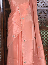 Pastal Peach pure Glass organza saree- PBRCHAND3B