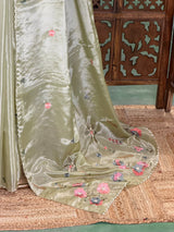 Pastal Green pure Glass organza saree- PBRCHAND3