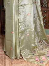 Pastal Green pure Glass organza saree- PBRCHAND3