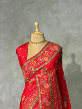 Red Pashmina silk Saree - PBRMM7H