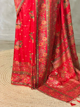 Red Pashmina silk Saree - PBRMM7H