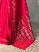 Reddish Pink Pure mashru Satin Banarasi silk saree - PRAZ13E