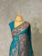 Blue Pashmina silk Saree - PBRMM7D