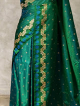 Peacock Green Pure mashru Satin Banarasi silk saree - PRAZ13A