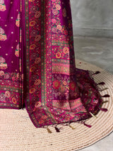 Deep wine Pashmina silk Saree - PBRMM7A