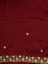 Maroon Pure Satin silk Designer saree- PBRDS3A