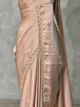 Nude Chicku Satin silk Designer saree- PBRDS3