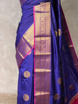 Blue and Magenta semi kanchipuram soft silk saree - PSSN203