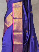 Blue and Magenta semi kanchipuram soft silk saree - PSSN202
