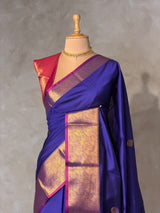 Blue and Magenta semi kanchipuram soft silk saree - PSSN202