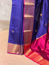 Blue and Magenta semi kanchipuram soft silk saree - PSSN202