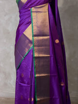 Violet and Green semi kanchipuram soft silk saree - PSSN209