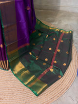 Violet and Green semi kanchipuram soft silk saree - PSSN209