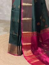 Green and Magenta semi kanchipuram soft silk saree - PSSN207