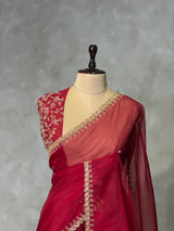 Maroon Organza Designer saree- PBRDS2