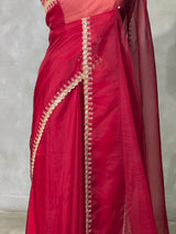 Maroon Organza Designer saree- PBRDS2