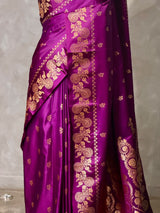 Purple Pure mashru Satin Banarasi silk saree - PRAZ16