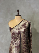 Dark Purple Premium katan Banarasi silk saree - PRAZ15