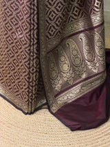 Dark Purple Premium katan Banarasi silk saree - PRAZ15