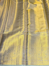 Pastal Blue and gold Pure Tissue Kanchipuram Silk saree - PPURE135