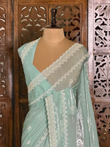Pastal blue fendy silk Designer saree- PBRDS5B