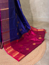 Blue and Magenta semi kanchipuram soft silk saree - PSSN210