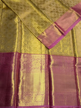 Gold and pink Pure tissue Kanchipuram Silk saree - PPURE144