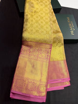 Gold and pink Pure tissue Kanchipuram Silk saree - PPURE144