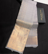 Dark Grey Pure tissue Kanchipuram Silk saree - PPURE147