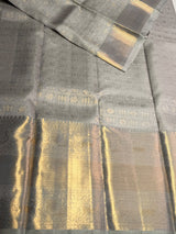 Dark Grey Pure tissue Kanchipuram Silk saree - PPURE147