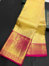 Gold and dark pink Pure tissue Kanchipuram Silk saree - PPURE154