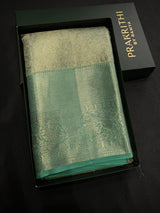 Silver and pastal blue tissue Kanchipuram Silk saree - PPURE158